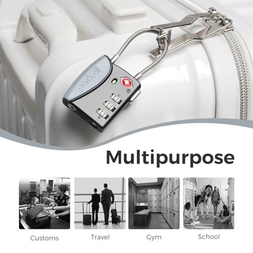 pack all TSA Approved Travel Luggage Locks, Resettable 3-Digit Code - color: Gray, size: 4 Pack