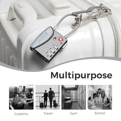 pack all TSA Approved Travel Luggage Locks, Resettable 3-Digit Code - color: Gray, size: 1 Pack