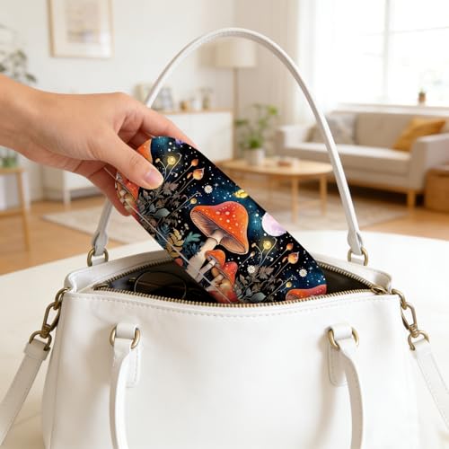 Glasses Case Hard Shell,Portable Protective Eyeglasses Case, Eyeglass Holder Box with Cleaning Cloth,for Women Men - color: Mushroom 1