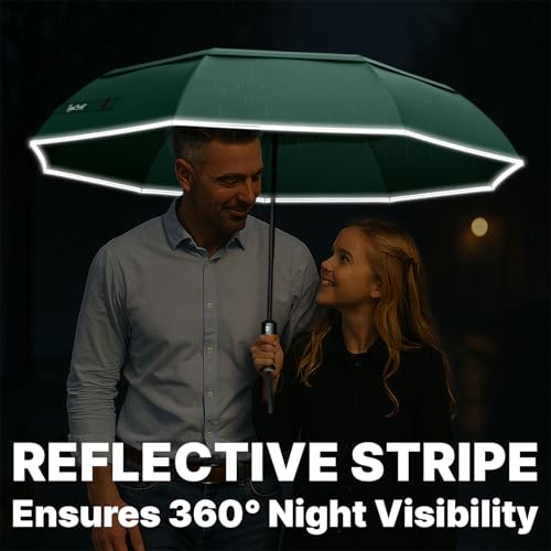 Royal Walk Compact Travel Umbrella for Rain, Windproof, Small & Portable - color: Dark Green
