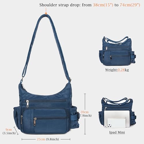 VOLGANIK ROCK RFID Anti Thief Crossbody Bag for Women Waterproof Shoulder Bag Messenger Bag Casual Nylon Purse Handbag - color: Dark Blue