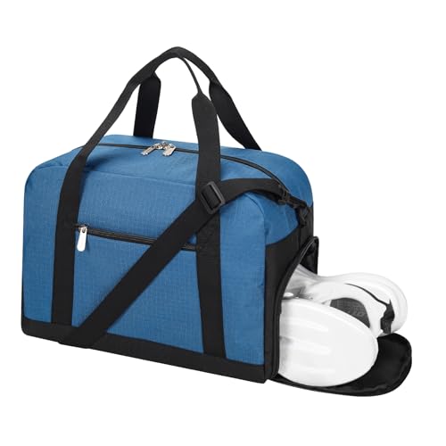 Apenze Small Gym Bag with Shoe Compartment,14 inch Duffel Bag - color: Blue