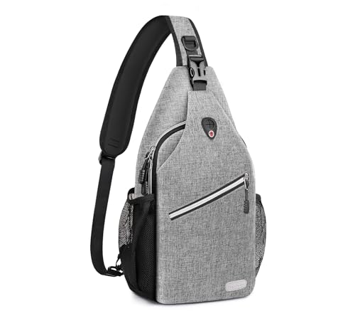MOSISO Small Sling Bag for Men, Crossbody Shoulder Chest Daypack Bag | Sling Backpack for Casual Travel Hiking - color: Gray