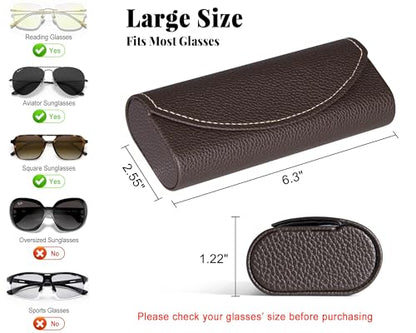 RayLove Ultimate Glasses Case Kit, Hard Shell Sunglasses and Eyeglass Case with Cleaning Cloth, Screwdriver, Ear Hooks - color: Coffee
