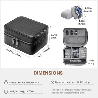 ProCase Travel Watch Case, 2 Slots Mens Jewelry Box -Black - color: Black, size: 2-Slot