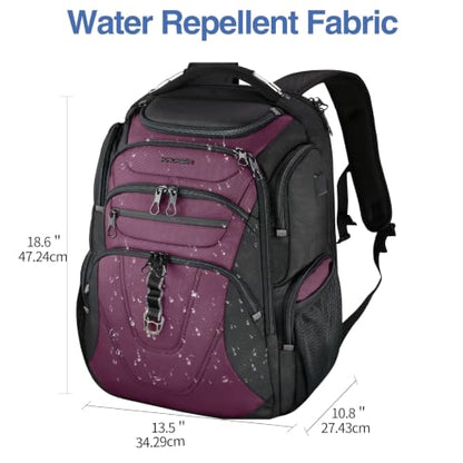 KROSER Travel Laptop Backpack 18.4 Inch XXXL Computer Backpack for Men - color: Black/Burgundy, size: 18.4 inch