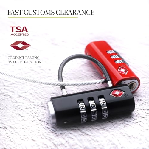 munkees TSA Approved Luggage Lock, 3-Digit Combination, Metal Construction (Red) - color: Red