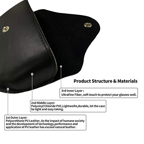 LogHog Portable Leather Glasses Case,Flexible Sunglasses Pouch Slim Case for Women Men Horizontal Eyeglass Case - color: Button - Black