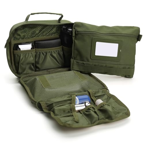 Toiletry Bag for Men Travel Tactical Hanging Dopp Kit Shaving Hygiene Bag - color: Green