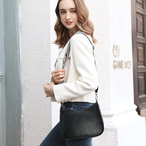 APHISON Trendy Leather Crossbody Purse, Women's Shoulder Handbag - color: Black2