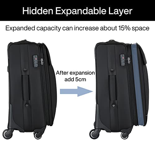Hanke 20/24/28 Inch 3 Piece Luggage Set with Spinner Wheels Expandable Luggage Large Suitcases with Wheels Softside Checked Luggage Rolling Suitcase with Lock Lightweight Travel Luggage.(Dark Gray) - color: Dark Gray, size: 3-Piece Set (20-Inch, 24-Inch,