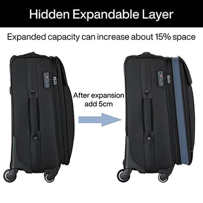 Hanke 20/24/28 Inch 3 Piece Luggage Set with Spinner Wheels Expandable Luggage Large Suitcases with Wheels Softside Checked Luggage Rolling Suitcase with Lock Lightweight Travel Luggage.(Dark Gray) - color: Dark Gray, size: 3-Piece Set (20-Inch, 24-Inch,