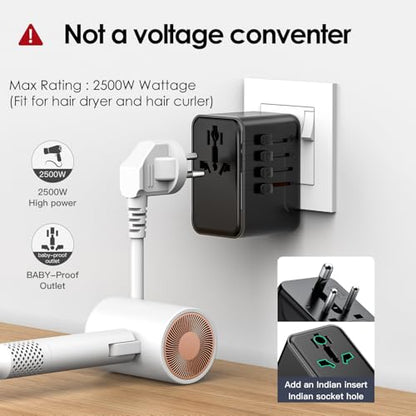 JMFONE Universal Travel Adapter for India Africa Europe 200+ Countries