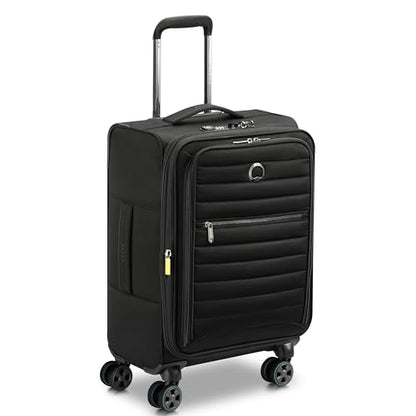 DELSEY PARIS Cruise 3.0, 20 Inch Carry-On Softside Luggage, Black | Expandable Suitcase, Lightweight Durable Polyester, Dual-Density Spinner Wheels, USB Port, TSA Lock - color: Black, size: Carry On 20 Inch