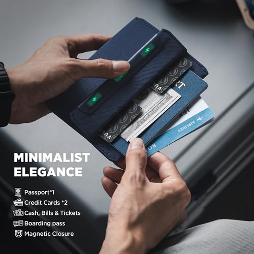 VULKIT RFID Passport Holder Slim Design Pocket Fitted Passport Cover Magnetic Closure, Single Passport Design - color: Navy