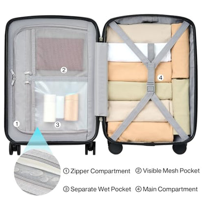 Hanke 28 Inch Large Checked Luggage, Hard Shell with TSA Lock & Wet Pocket - color: Jet Black, size: 28 Inch