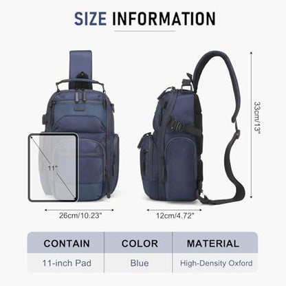 Sling Bag for Men Travel Crossbody Bag Men Casual Chest Pack - color: Blue