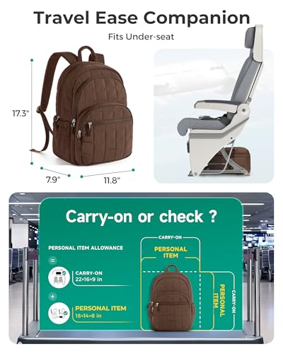 BAGSMART Travel Backpack for Women, College Laptop Backpack, Chocolate - color: Chocolate, size: Standard 15.6 Inch
