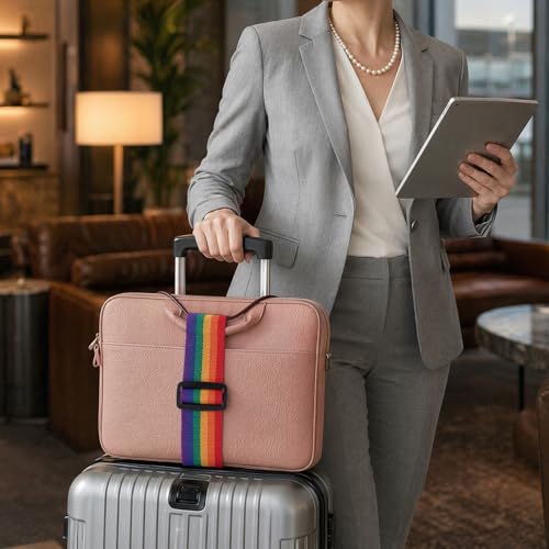 6Pcs Luggage Connector Straps for Suitcases, Multi-Functional Elastic Strap, Adjustable Luggage Connector Straps for Securing Bags, Backpacks, Travel Accessories - Black, Rainbow