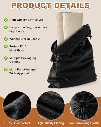 2 Pcs Shoe Bags for Travel, Large Boot Bag, Black Beauty, 21.2x13.3 Inch - color: Black Beauty, size: 21.2"x13.3"