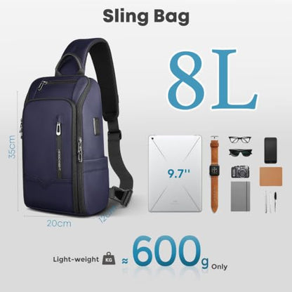 Crossbody Sling Bag for Men, Waterproof Sling Crossbody - color: Blue