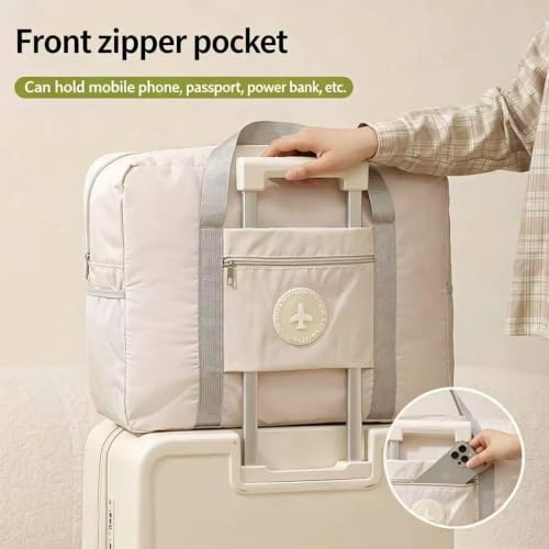 Lightweight Travel Duffel Bag, Foldable Carry on Weekender Overnight - color: Off White
