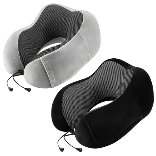 urnexttour Neck Pillow Airplane Travel Pillow 2 Pack Black and Grey - color: Black&grey