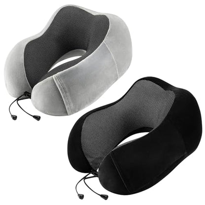 urnexttour Neck Pillow Airplane Travel Pillow 2 Pack Black and Grey - color: Black&grey