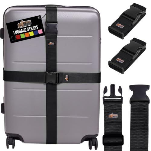 GORILLA GRIP Heavy Duty Luggage Straps for Suitcase, 4 Pack, Black - color: Black