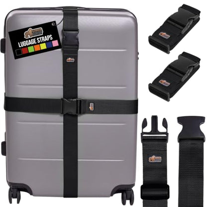 GORILLA GRIP Heavy Duty Luggage Straps for Suitcase, 4 Pack, Black - color: Black