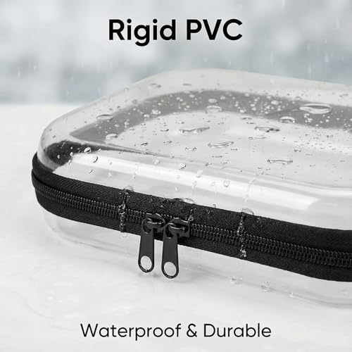 12 Pack Clear Hard Shell Zipper Case (4 Large 4 Small & 4 Medium), Hard Plastic Organizer Pouches for Travel (4L+4M+4S(Black)) - size: 4L+4M+4S(Black)
