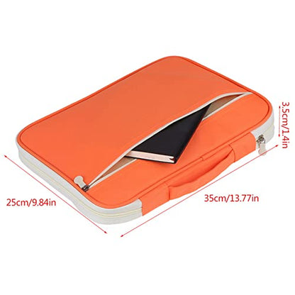 A4 Document Bags, 13.8×9.8×1.4in Multi‑Pocket File Folder Bag (Orange) - color: Orange