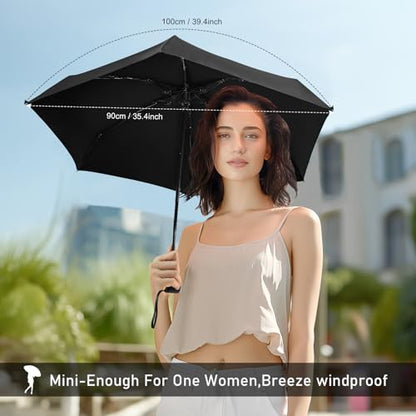 Mini Travel Umbrella Compact for Purse Lightweight Nano Waterproof for Rain - color: 02.Black-2Pack