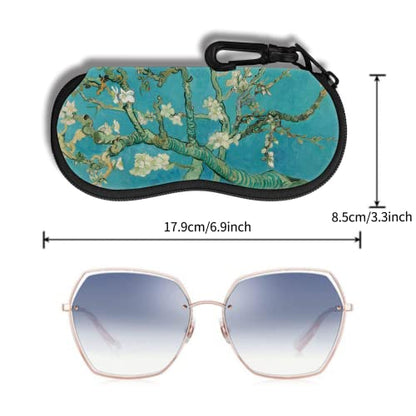 Hion Sunglasses Soft Case Ultra Light Neoprene Zipper Eyeglass Case With Belt Clip - color: 2b-almond Blossom
