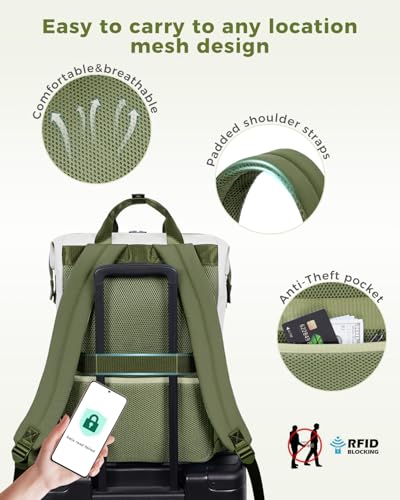 ECOHUB 17" Laptop Backpack for Women 25L Cute Teacher Work Backpack,Green - color: Green