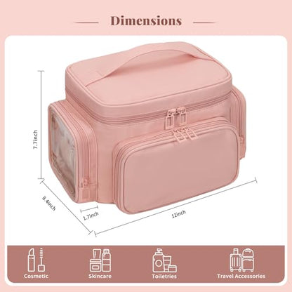 Bagmoly Large Makeup Bag, Travel Makeup Cosmetic Bag for Girls, Pink - color: 03-Pink, size: Medium
