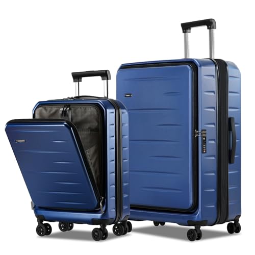 CENSIEN Expandable Luggage Sets, 20 Inch Carry On Luggage 28 Inch Suitcases - color: Navy Blue, size: 20/28 Inch EXT