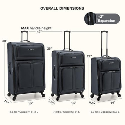 U.S. Traveler Anzio Softside Expandable Luggage with Spinner Wheels, Dark Grey, 2-Piece Set (22/30) - color: Dark Grey, size: 2-Piece Set (22/30)