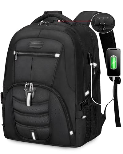 LOVEVOOK Large Laptop Backpack for Men,17.3Inch Heavy Duty Travel Backpack - color: Black-1, size: 17 inch