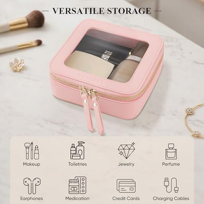 Small Clear Makeup Bag for Purse, Travel Cosmetic Case, Pink, Mini - color: Pink, size: Mini