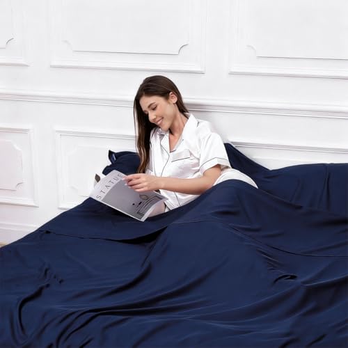 Sleeping Bag Liner, Compact Travel Sheets for Hotel Hostel - color: Navy Blue, size: 82.7" X 70.9"