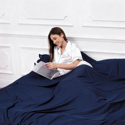 Sleeping Bag Liner, Compact Travel Sheets for Hotel Hostel - color: Navy Blue, size: 82.7" X 70.9"