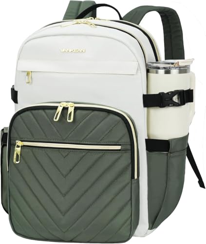 VANKEAN 17.3 Inch Laptop Backpack for Women Large Capacity - color: Beige-army Green, size: 17.3 Inch