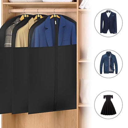 Univivi Garment Bag Suit Bag for Storage and Travel, 40 Inch, Set of 6 - size: 24"X40"-6pcs - Black