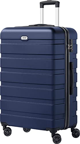 AnyZip Luggage PC ABS Hardside Lightweight Suitcase with 4 Universal Wheels TSA Lock Checked-Large 28 Inch Dark Blue - color: DarkBlue, size: 28" Checked-Large