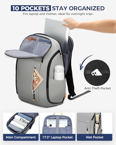 Ponhog 17 Inch Laptop Backpack for Men Grey - color: D-grey, size: 17 Inch