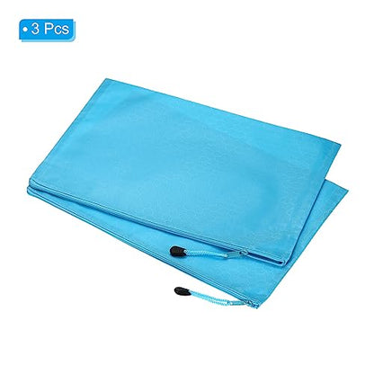 PATIKIL Waterproof Zipper File Bags, 3 Pack A4 Document Holders Pencil Pouch for Office, Light Blue - color: Light Blue, size: A4