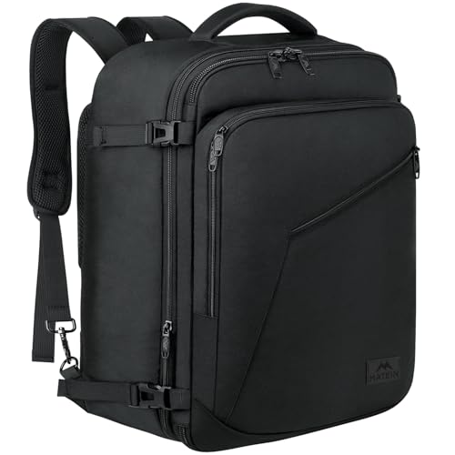 MATEIN 45L Travel Backpack, Expandable Large Carryon Backpack for Men Women - color: Black, size: XX-Large