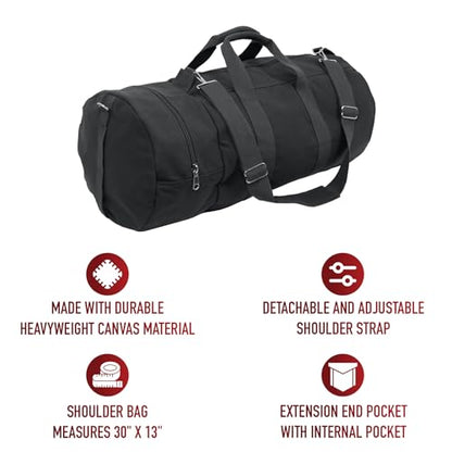 Rothco Canvas Double-Ender Sports Bag - Durable & Spacious Travel Companion or Gym Accessory - color: Black