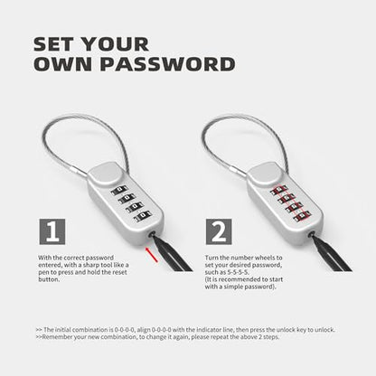 Small Combination Lock, Combo Cable Luggage Locks with Code, 4 Digit Padlock Combination, for Suitcase, Gym Locker, Backpack Zipper, Gun Case, Box, Outdoor Fence, Travel Safe Candados - color: Black+Red